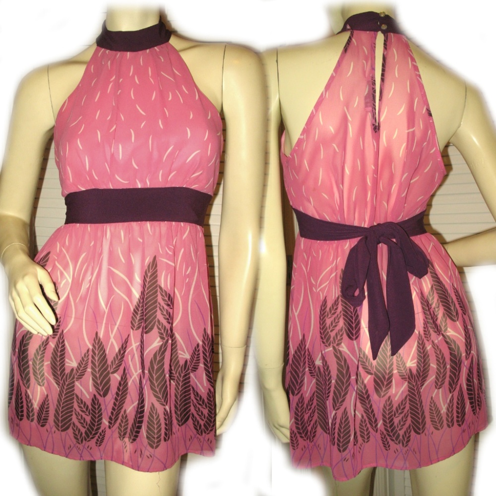Vintage Y2K Forever 21 Mini Dress Top S Pink Made USA Boho Whimsigoth Fairycore